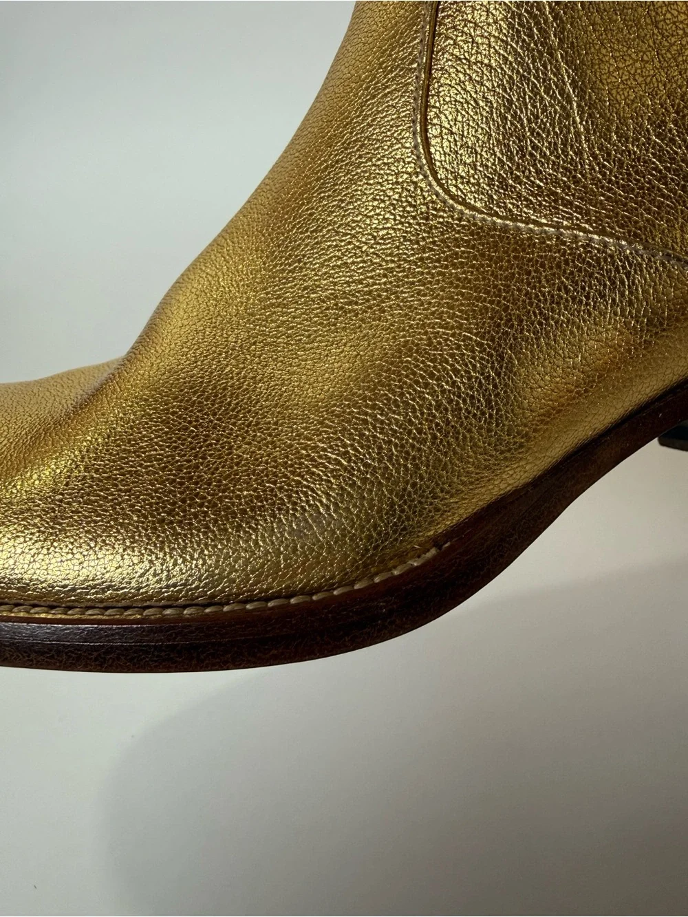 Saint Laurent Gold Leather Boots 41.5